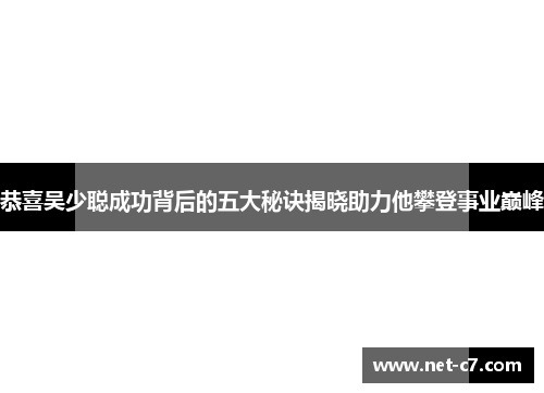 恭喜吴少聪成功背后的五大秘诀揭晓助力他攀登事业巅峰